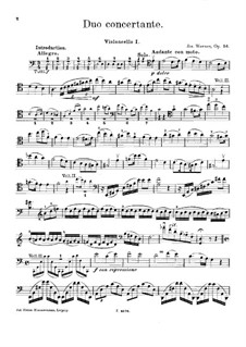 Duo Concertante in A Minor, Op.56: Cello I part by Josef Werner