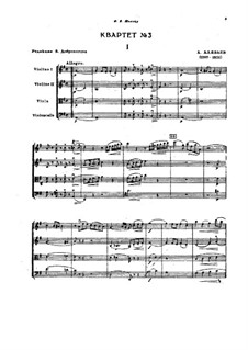 String Quartet No.3: Full score, parts by Alexander Alyabyev