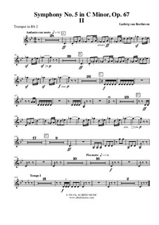 Movement II: Trumpet in Bb 2 (Transposed Part) by Ludwig van Beethoven