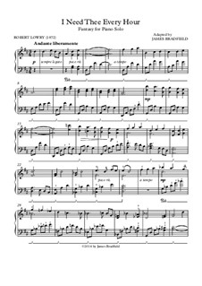 I Need Thee Every Hour: For piano by Robert Lowry