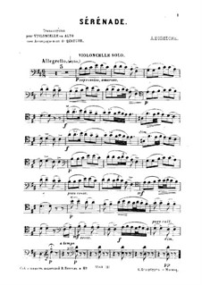 Petite suite: Serenade, for Cello (or Viola) and Strings – Cello Solo Part by Alexander Borodin