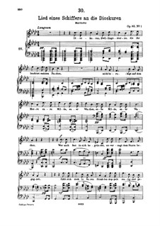 Lied eines Schiffers an die Dioskuren (Boatman's Song to the Dioscuri), D.360 Op.65 No.1: For high voice and piano by Franz Schubert