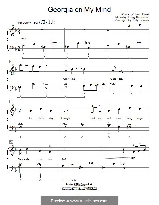 on My Mind, for Piano by H. Carmichael sheet music on MusicaNeo