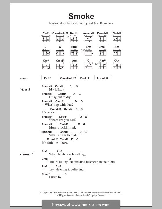 Smoke: Lyrics and chords by Matt Bronleewe