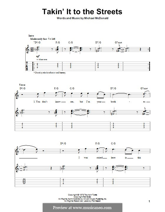 Takin' It to the Streets: For guitar with tab by Michael McDonald