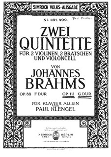 String Quintet No.2 in G Major, Op.111: Version for piano by Johannes Brahms