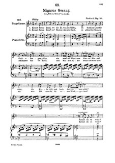 Mignon's Song (Chant de Mignon), D.321: For high voice and piano by Franz Schubert