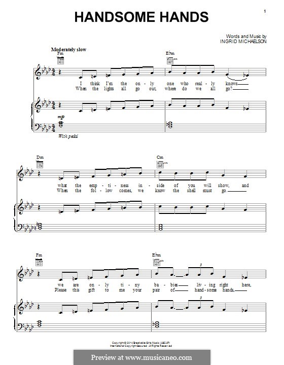 Handsome Hands: For voice and piano (or guitar) by Ingrid Michaelson
