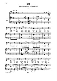 No.13 Hochländers Abschied (My Heart's in the Highlands): For medium voice and piano by Robert Schumann