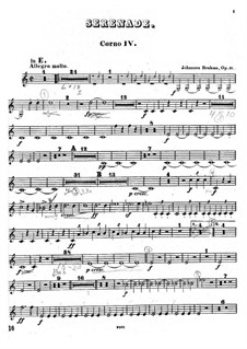 Serenade No.1 in D Major, Op.11: Horn IV part by Johannes Brahms