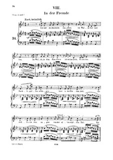 No.8 In der Fremde (Abroad): For medium voice and piano by Robert Schumann