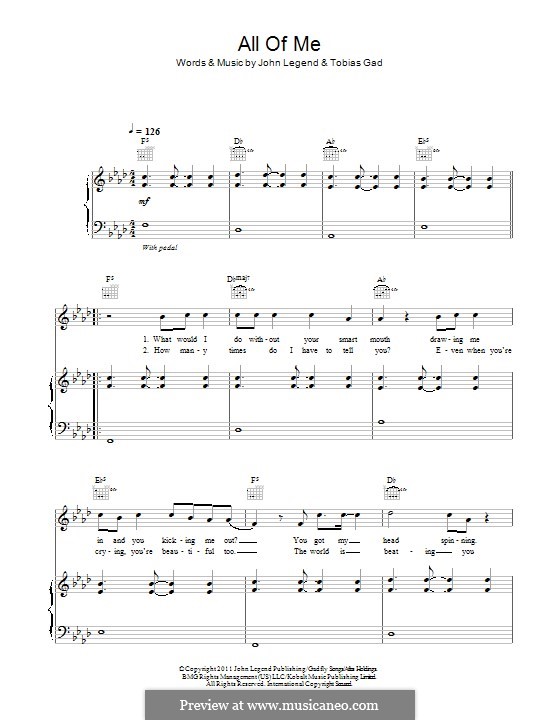 All of Me: For voice and piano (or guitar) by John Stephens, Tobias Gad