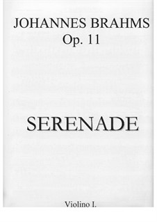 Serenade No.1 in D Major, Op.11: Violin I part by Johannes Brahms