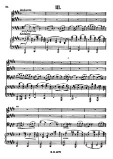 Piano Quartet No.3 in C Minor, Op.60: Movement III by Johannes Brahms