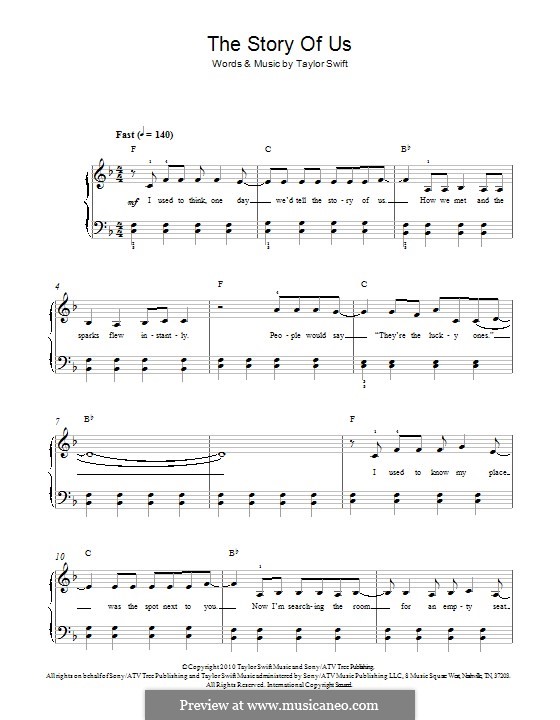 The Story of Us: For piano by Taylor Swift