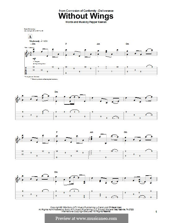 Without Wings: For guitar with tab by Pepper Keenan