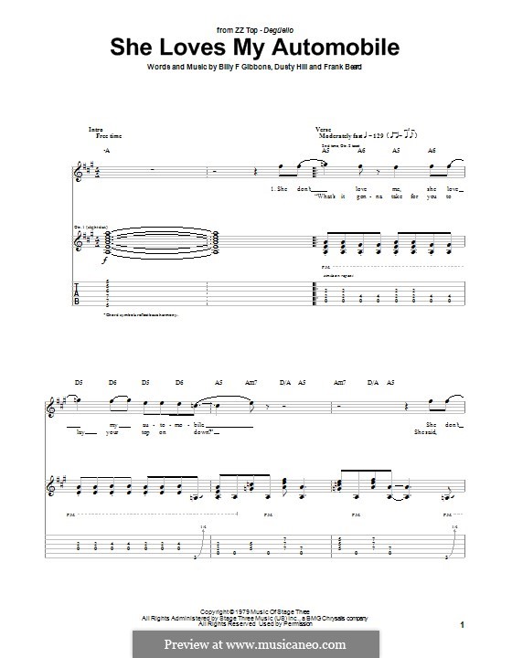 She Loves My Automobile (ZZ Top) by B.F. Gibbons, D. Hill, F.L. Beard