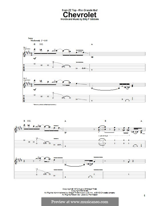 Chevrolet (ZZ Top): For guitar with tab by Billy F Gibbons