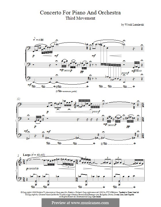 Concerto for Piano and Orchestra: Movement III. Version for piano by Witold Lutoslawski