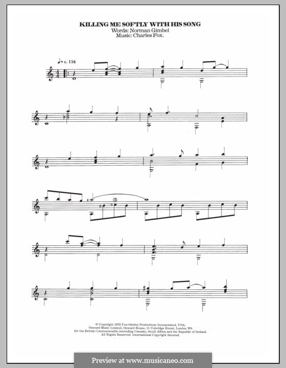 Killing Me Softly with His Song: For guitar with tab by Charles Fox