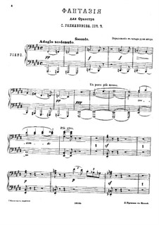 The Rock. Fantaisie, Op.7: Arrangement for piano four hands by Sergei Rachmaninoff