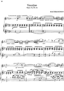 Vocalise, Op.34 No.14: For flute and piano by Sergei Rachmaninoff