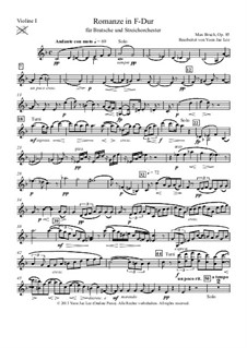 Romance for Viola and Orchestra, Op.85: Set of parts by Max Bruch