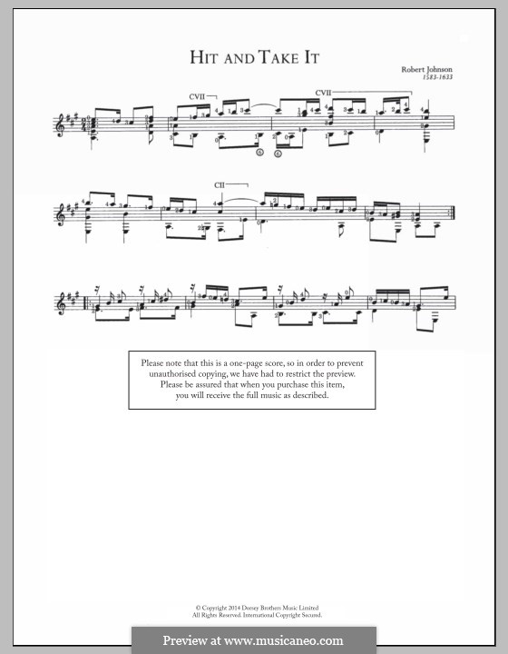 Hit and Take It: For guitar by Robert Johnson