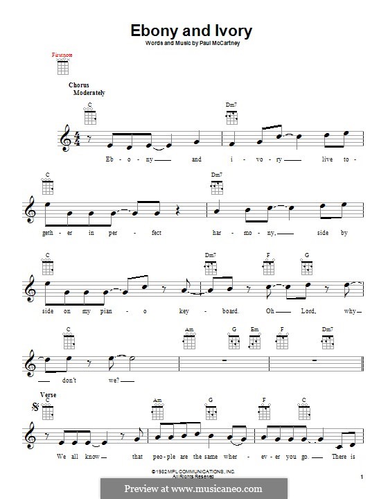 Ebony and Ivory: For ukulele by Paul McCartney