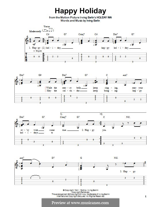 Happy Holiday: For guitar with tab by Irving Berlin