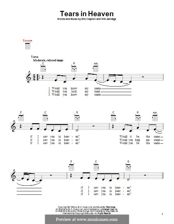 Tears in Heaven: For ukulele by Eric Clapton, Will Jennings