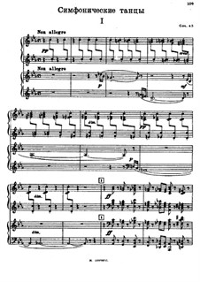 Symphonic Dances, Op.45: Movement I, for two pianos four hands by Sergei Rachmaninoff