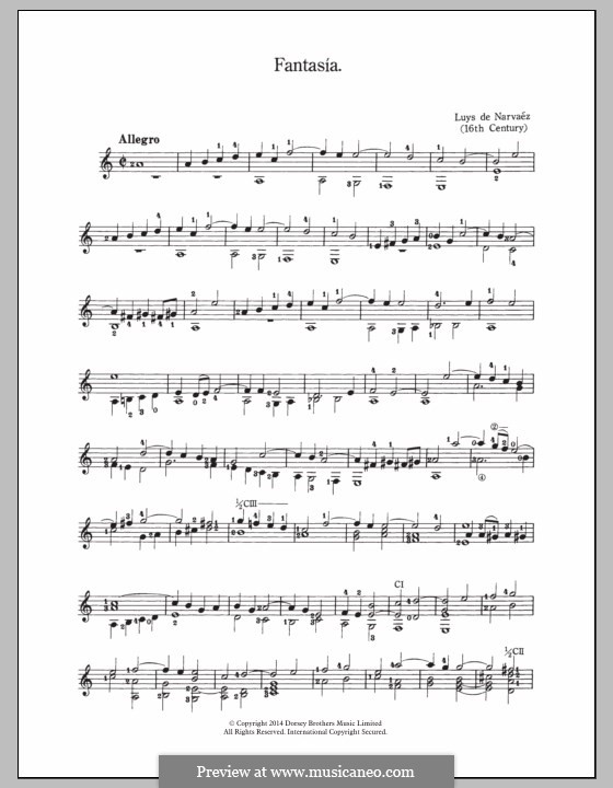 Fantasia: For guitar by Luys de Narvaez