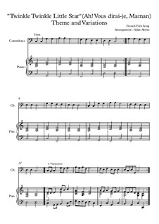 Twinkle, Twinkle Little Star: For double bass and piano by folklore