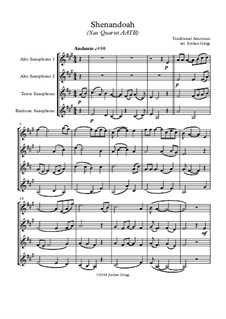 Shenandoah: For sax quartet AATB by folklore