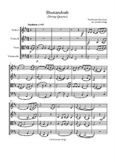 Oh Shenendoah (Shenandoah): For string quartet by folklore