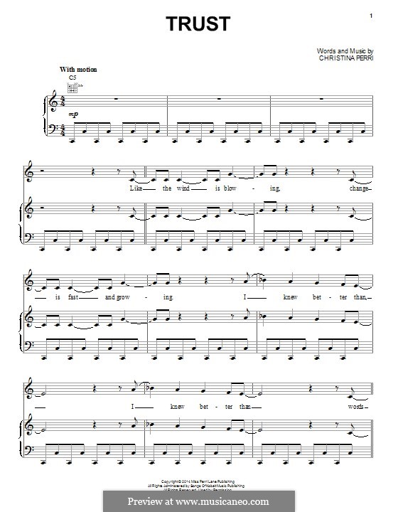Trust: For voice and piano (or guitar) by Christina Perri