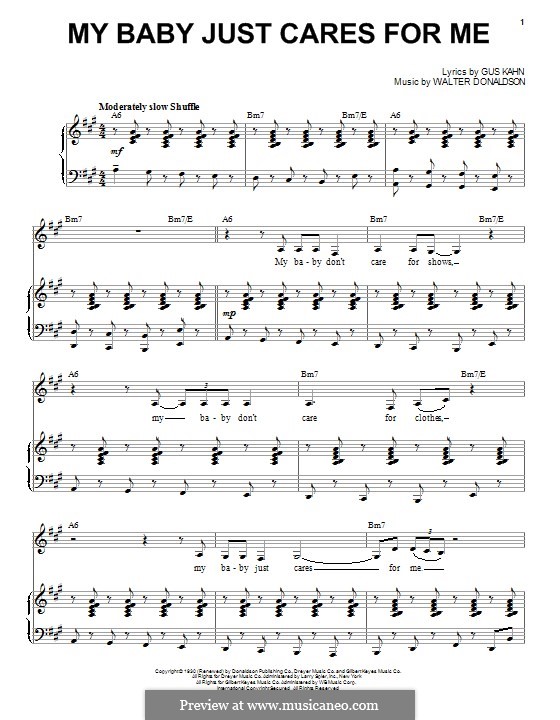 My Baby Just Cares for Me (Nina Simone): For voice and piano by Walter Donaldson