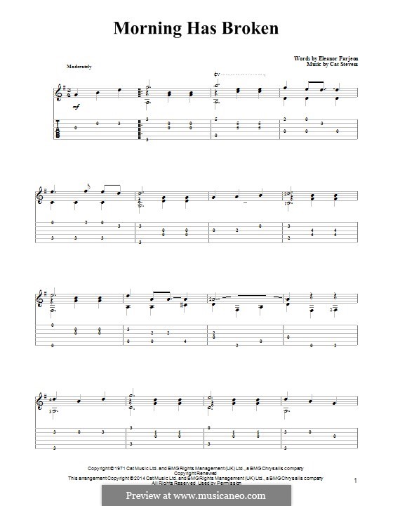 Morning Has Broken: For guitar with tab by Cat Stevens