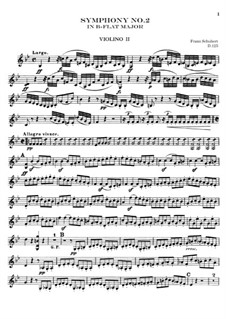 Symphony No.2 in B Flat Major, D.125: Violin II part by Franz Schubert