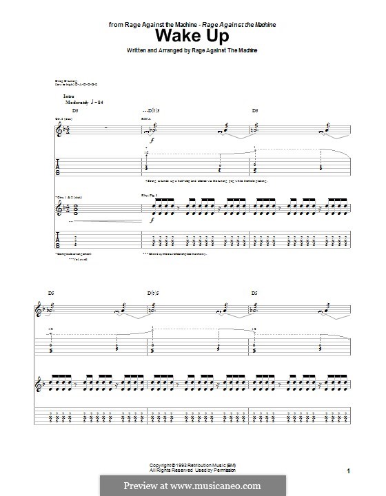 Wake Up by Rage Against The Machine sheet music on MusicaNeo Wake Up by Rage Against The Machine sheet music on MusicaNeo