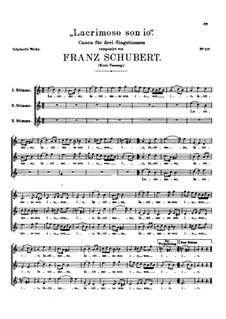 Lacrimoso son io, D.131: First version by Franz Schubert