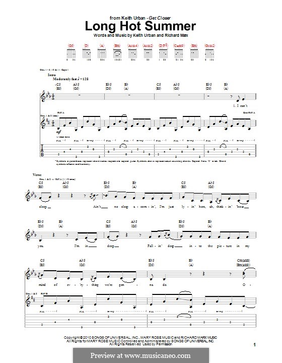 Long Hot Summer: For guitar with tab by Richard Marx