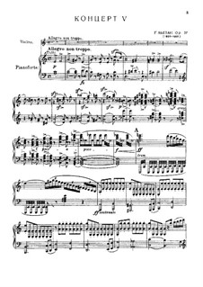 Violin Concerto No.5, Op.37: Score, solo part by Henri Vieuxtemps