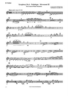 Movement III: For wind band – clarinets Eb, solo Bb, 1-3 Bb, alto, bass parts by Pyotr Tchaikovsky