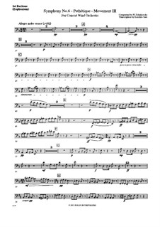 Movement III: For wind band – baritone (euphonium) bass clef in C and treble clef in Bb parts by Pyotr Tchaikovsky