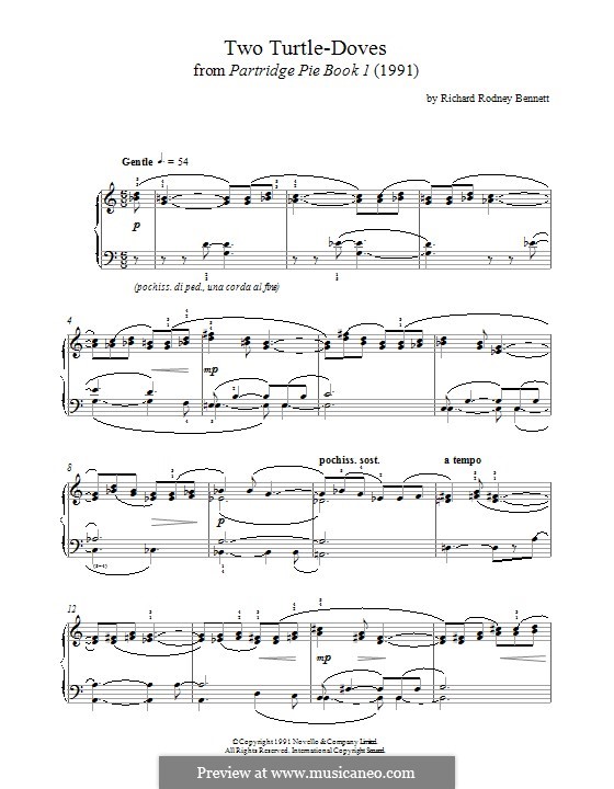 Two Turtle Doves (from Partridge Pie): For piano by Richard Rodney Bennett