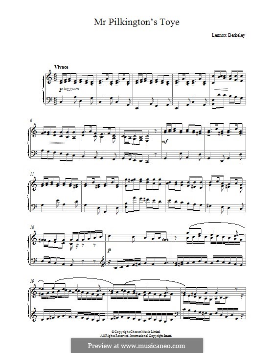 Mr. Pilkington's Toye: For piano by Lennox Berkeley