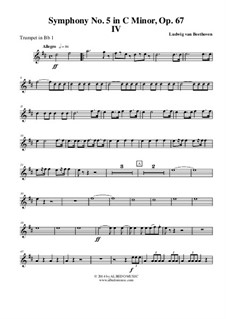 Movement IV: Trumpet in Bb 1 (Transposed Part) by Ludwig van Beethoven