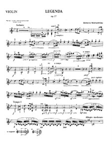 Legend for Violin and Piano, Op.17: Solo part by Henryk Wieniawski